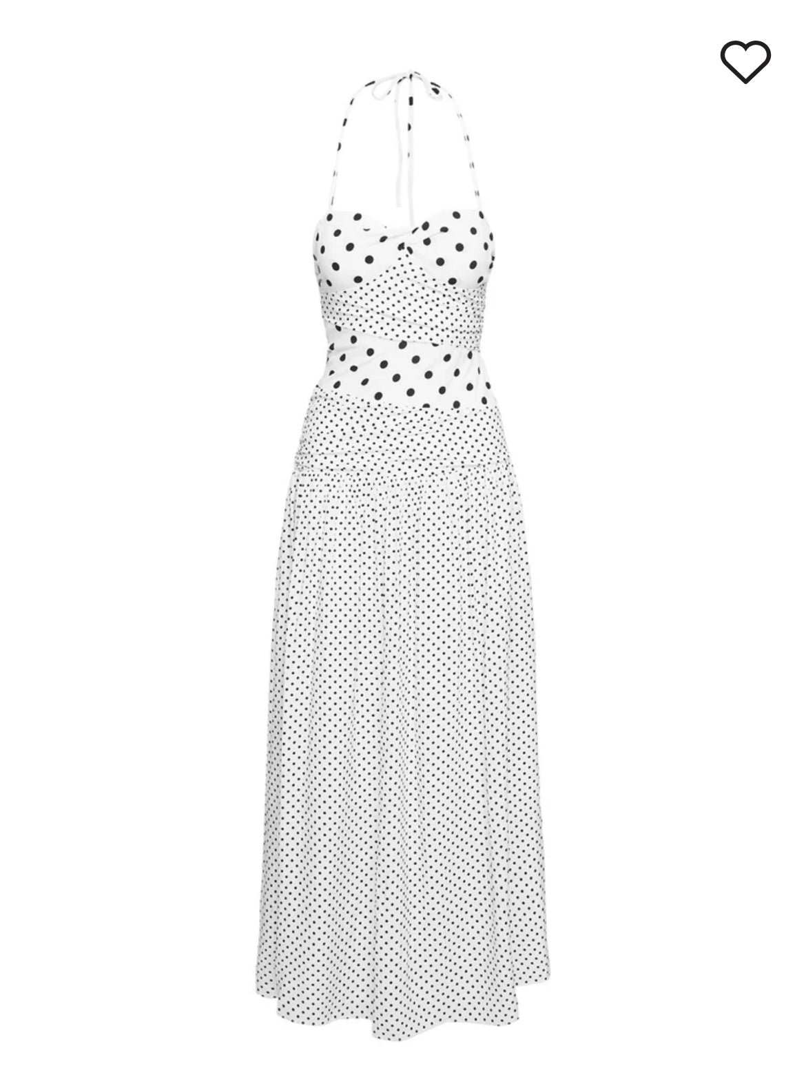 MARGUERITE HALTER MAXI DRESS WHITE POLKA